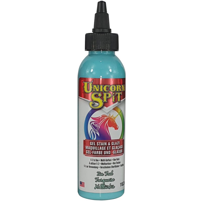 Unicorn SPiT 5770006 Gel Stain and Glaze, Zia Teal 4.0 FL OZ Bottle - Image 1